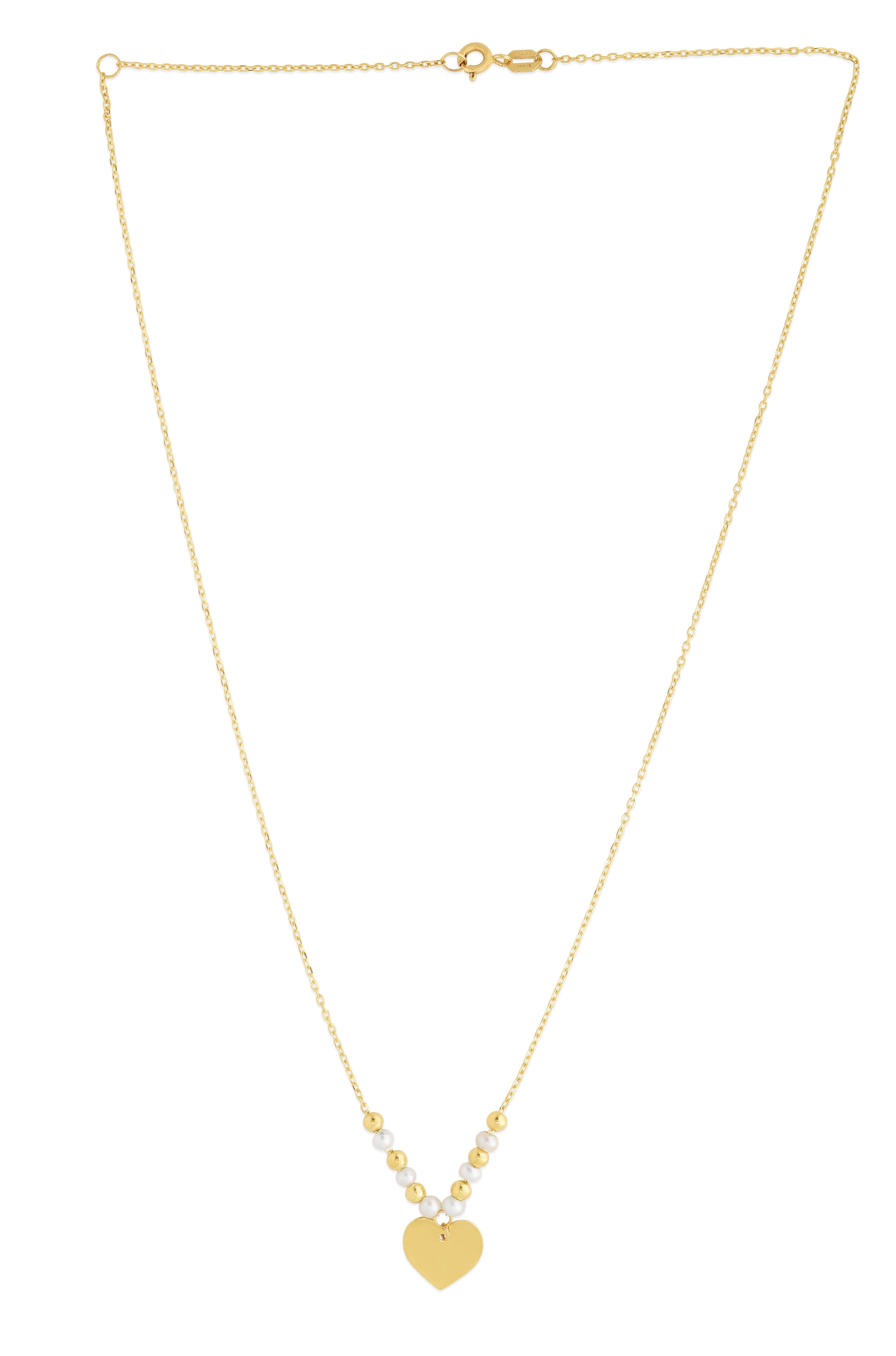 14K Gold & Pearl Pallina Heart Necklace