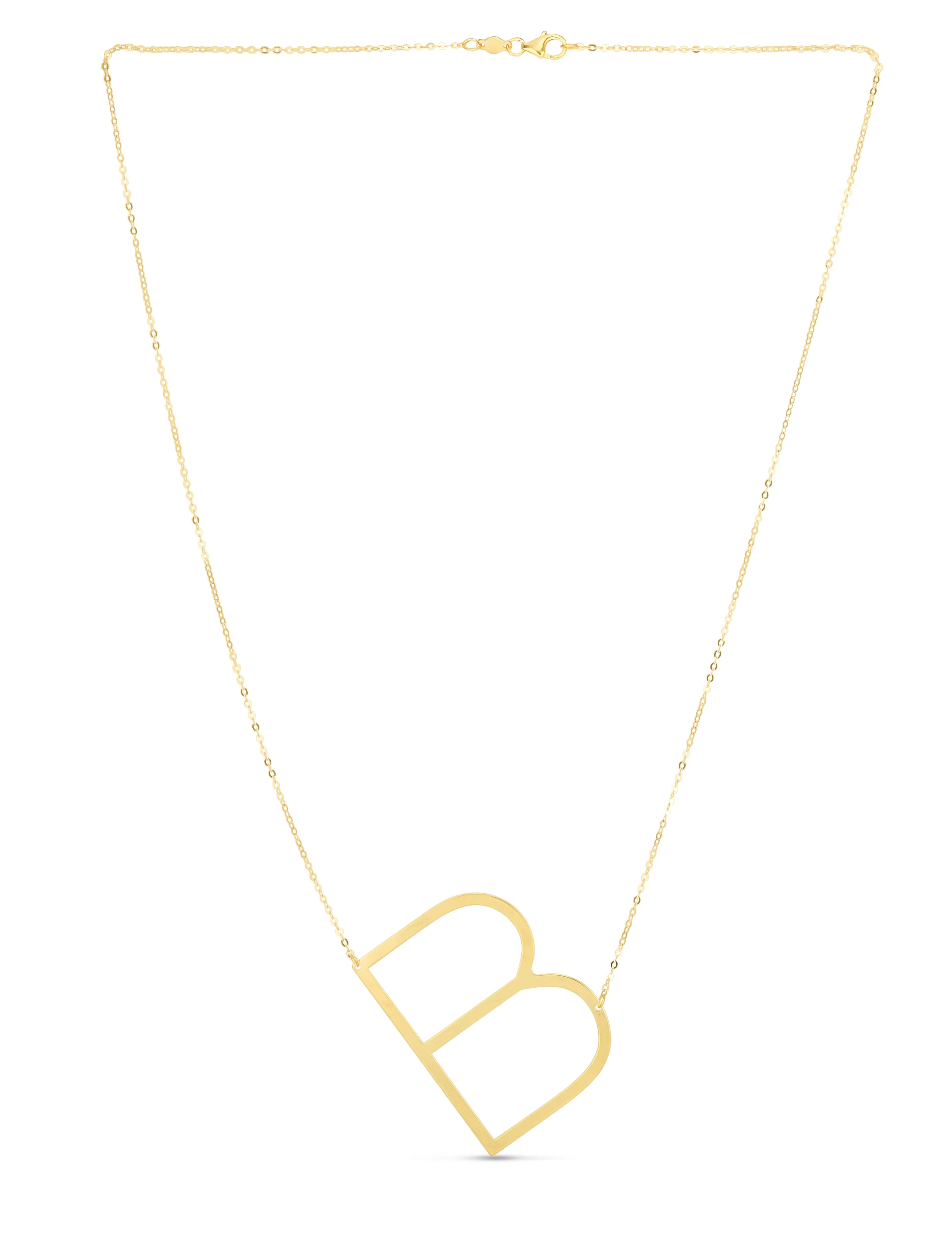 14K Gold Large Initial B Necklace