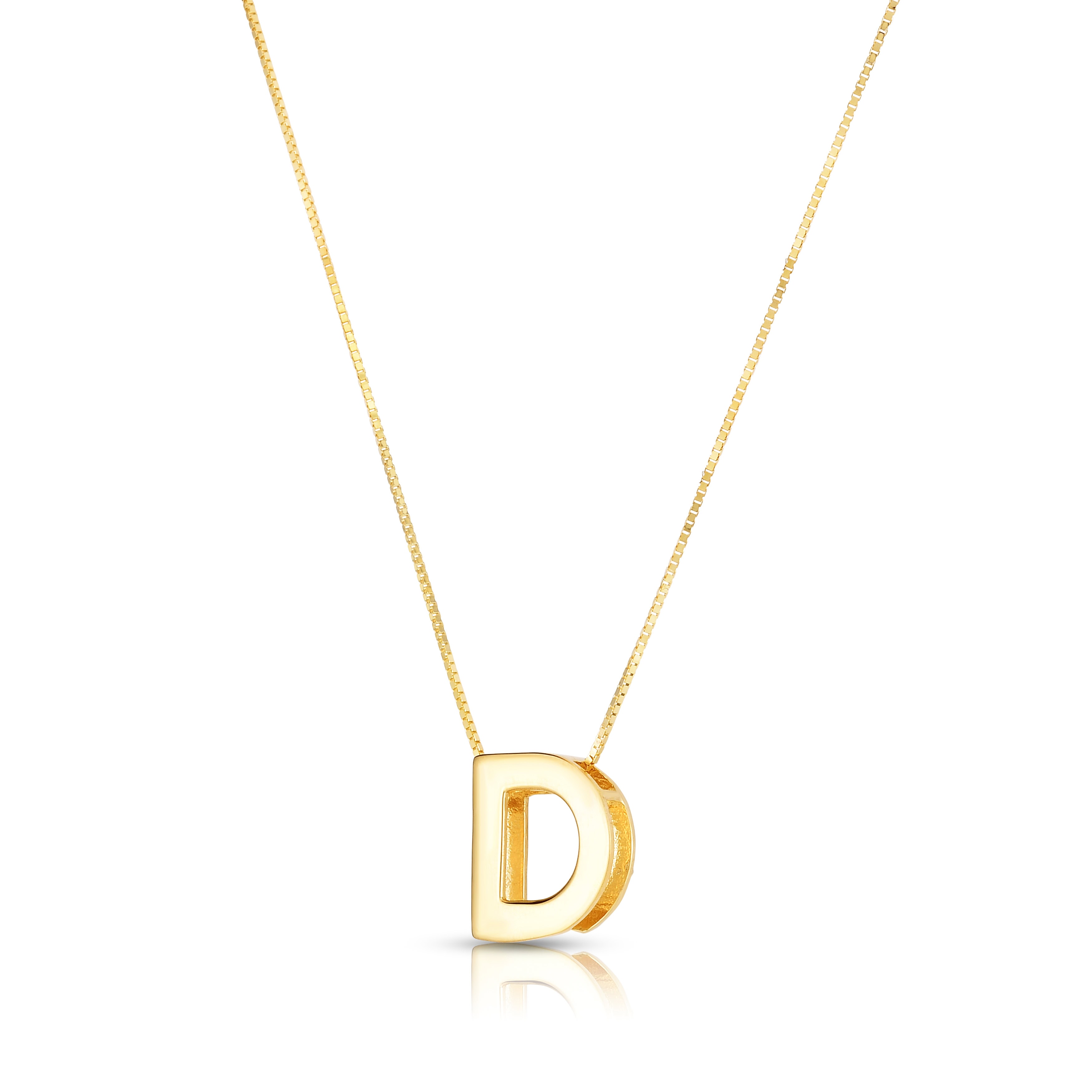 14K Gold Block Letter Initial D Necklace