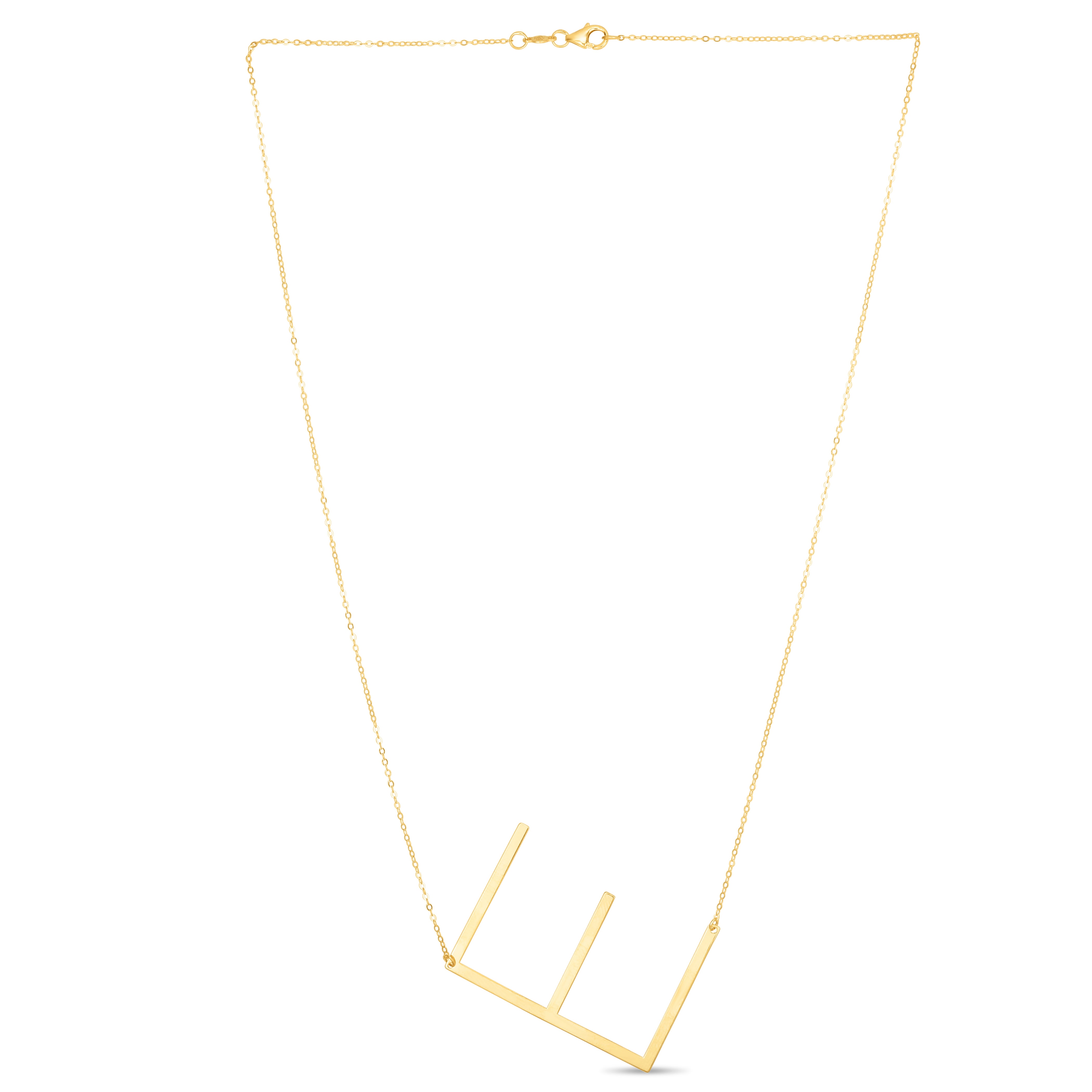 14K Gold Large Initial E Necklace