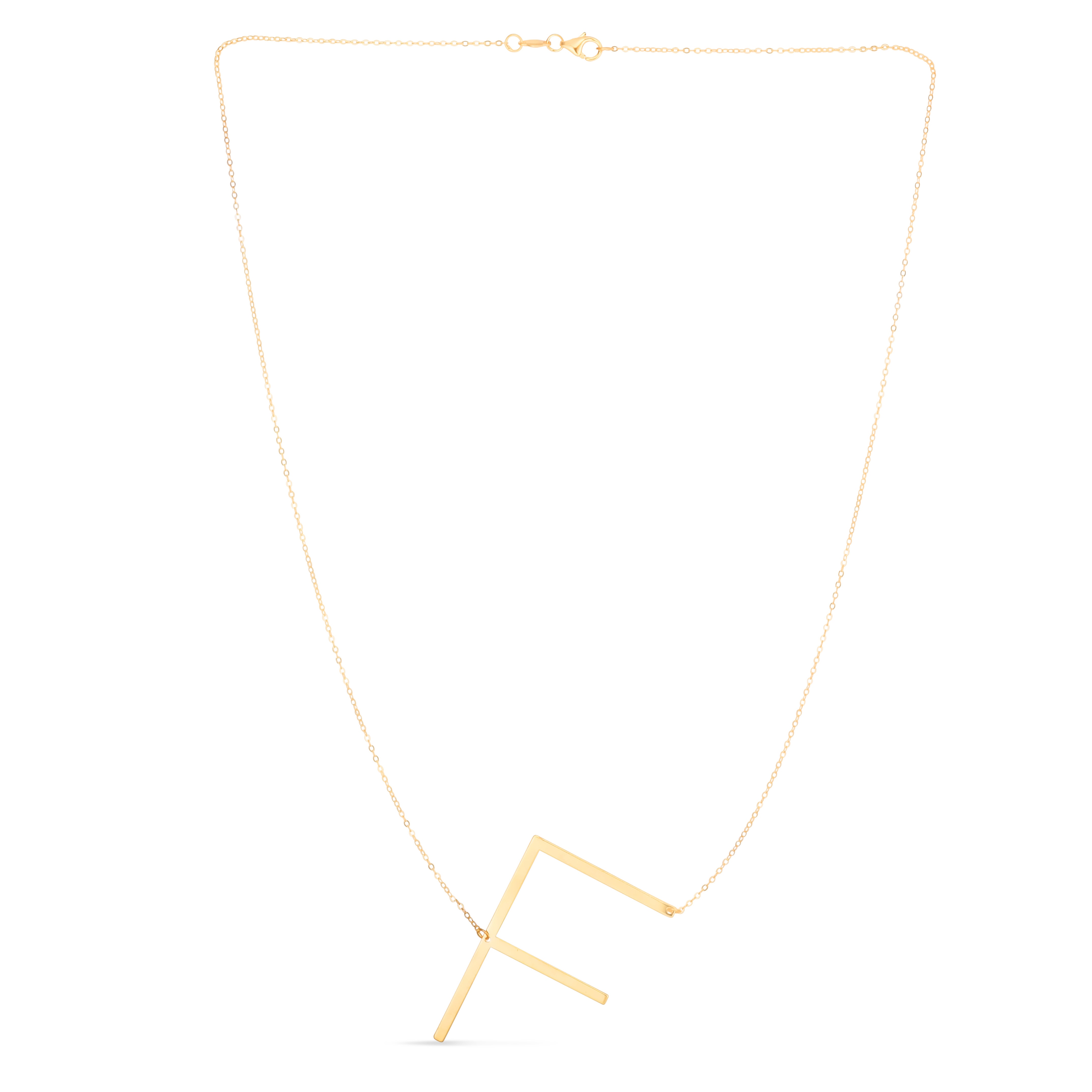 14K Gold Large Initial F Necklace