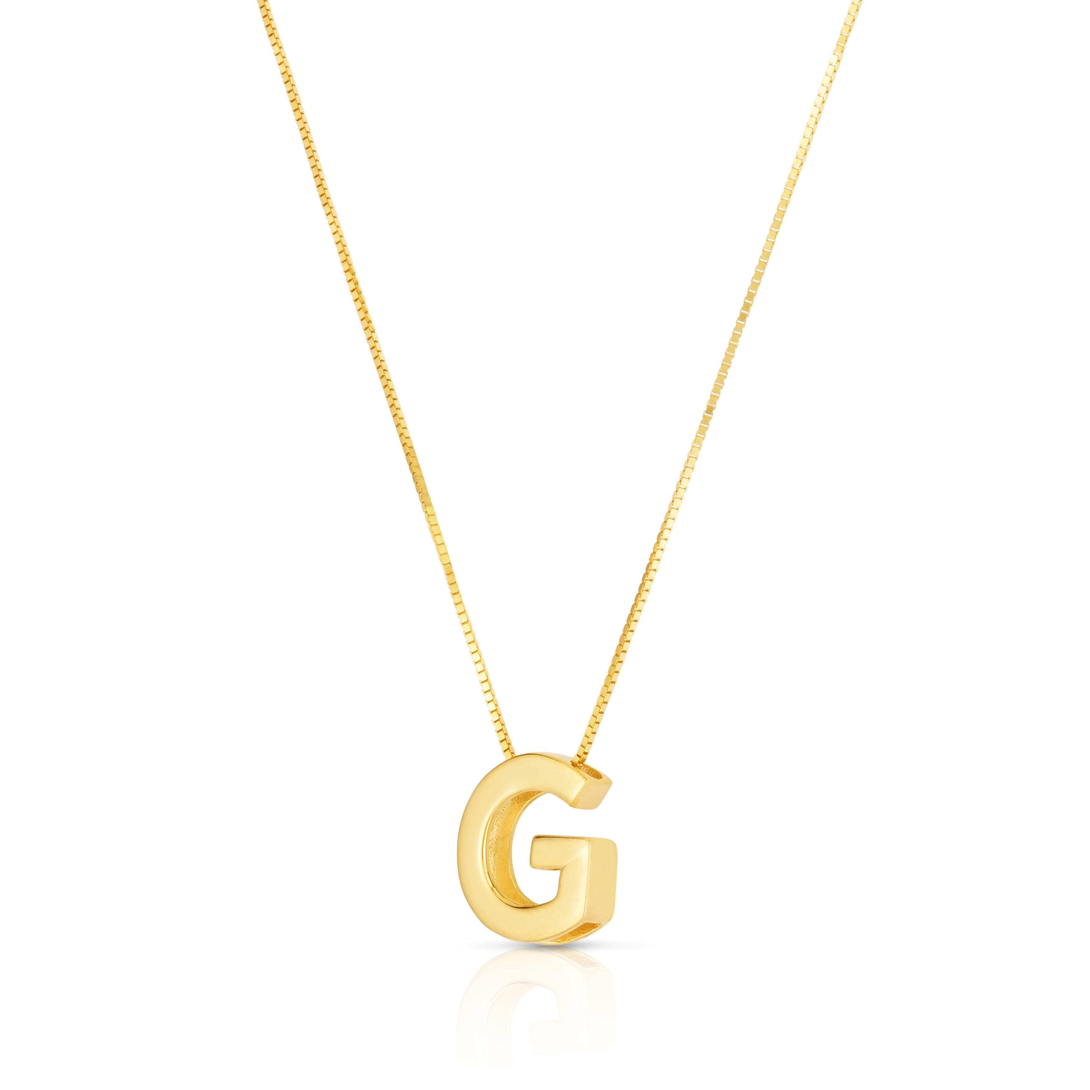 14K Gold Block Letter Initial G Necklace