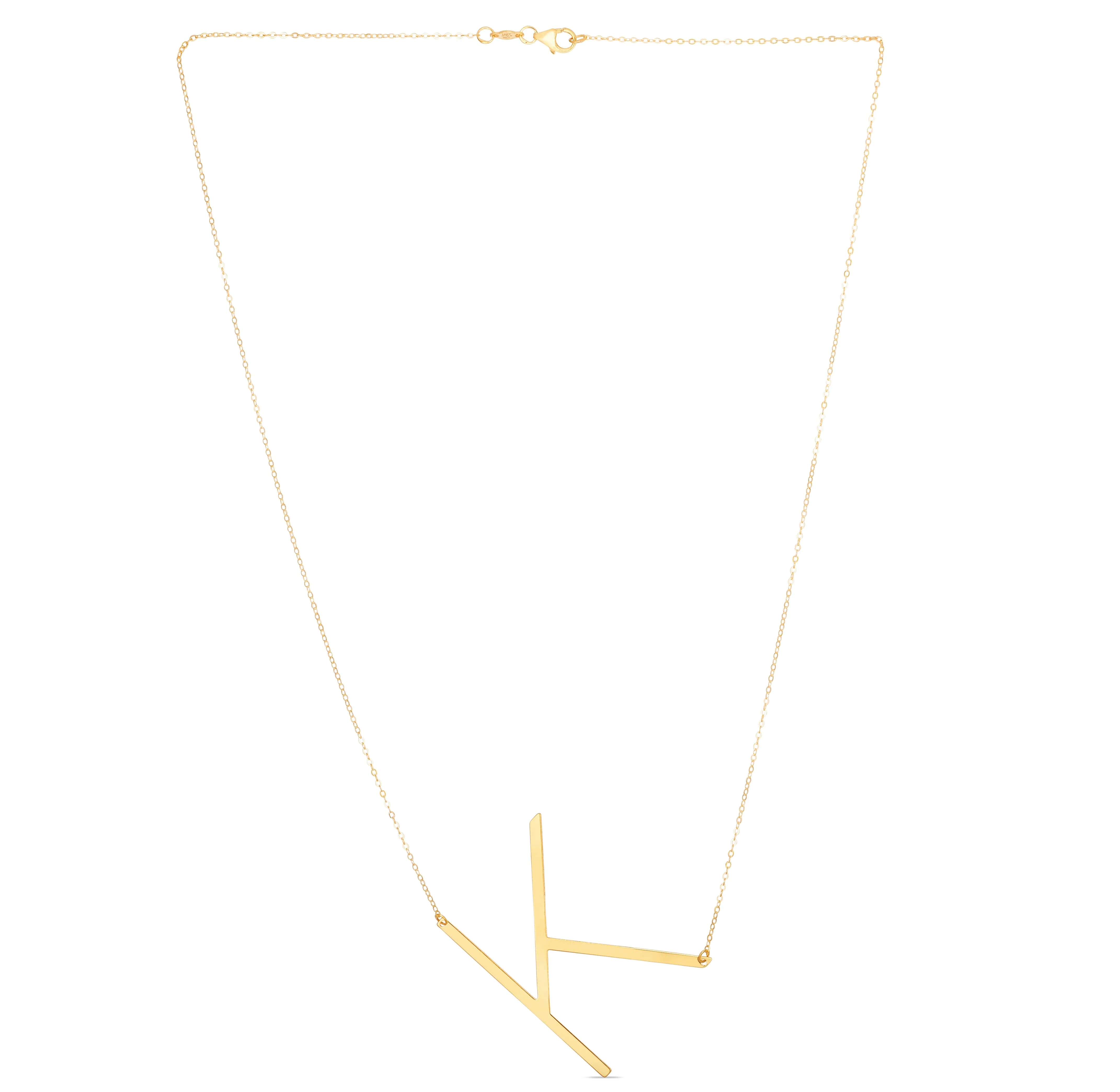 14K Gold Large Initial K Necklace
