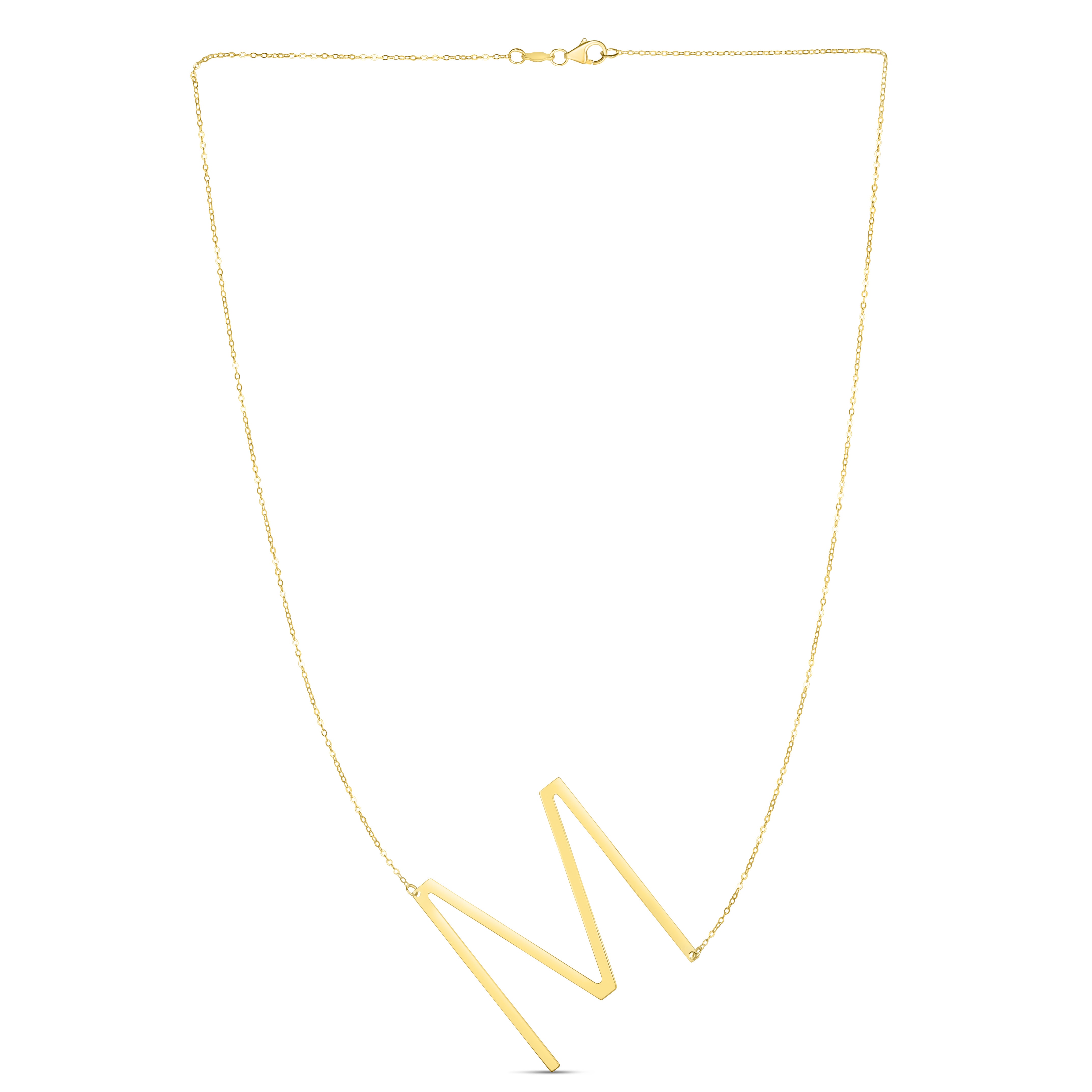 14K Gold Large Initial M Necklace
