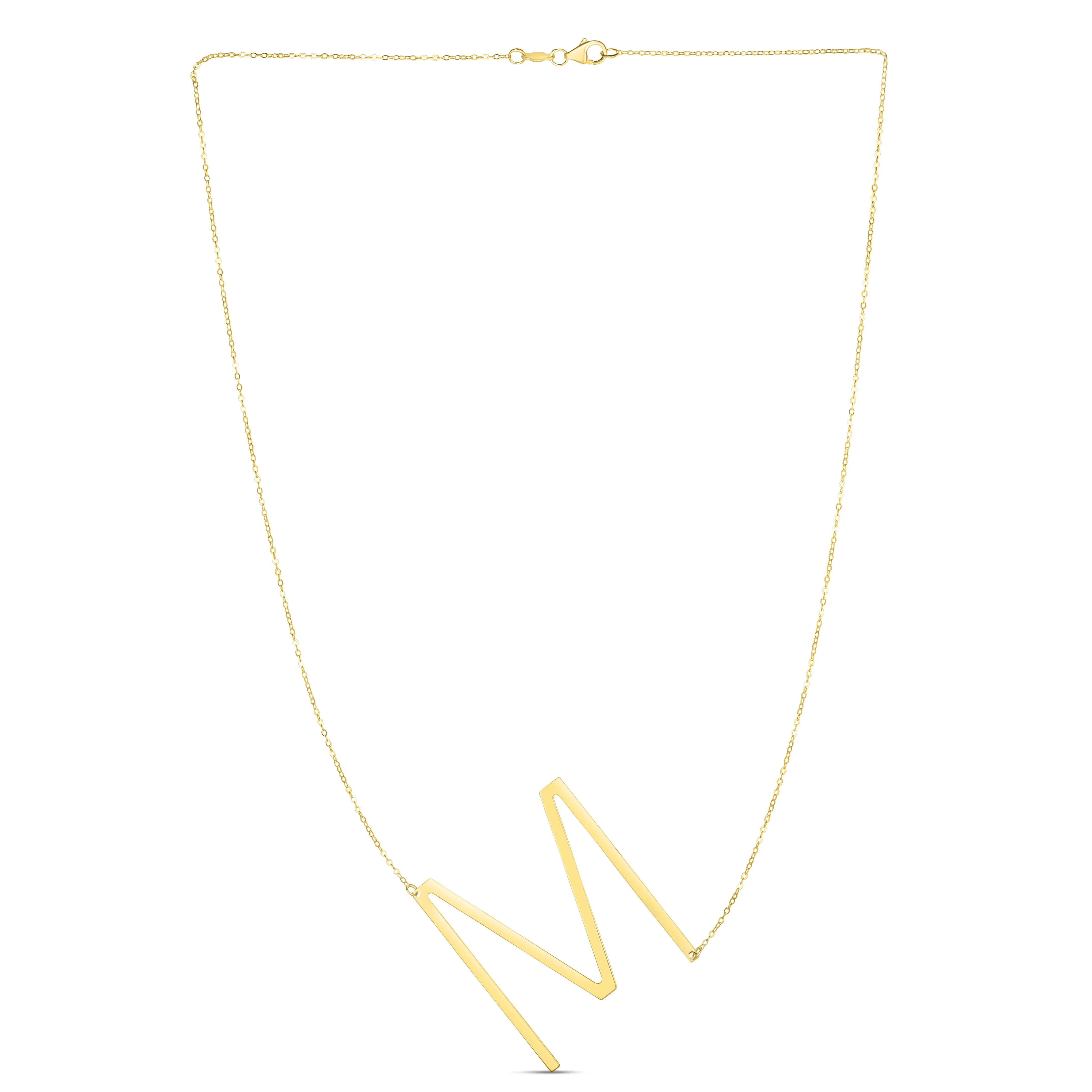 14K Gold Large Initial M Necklace