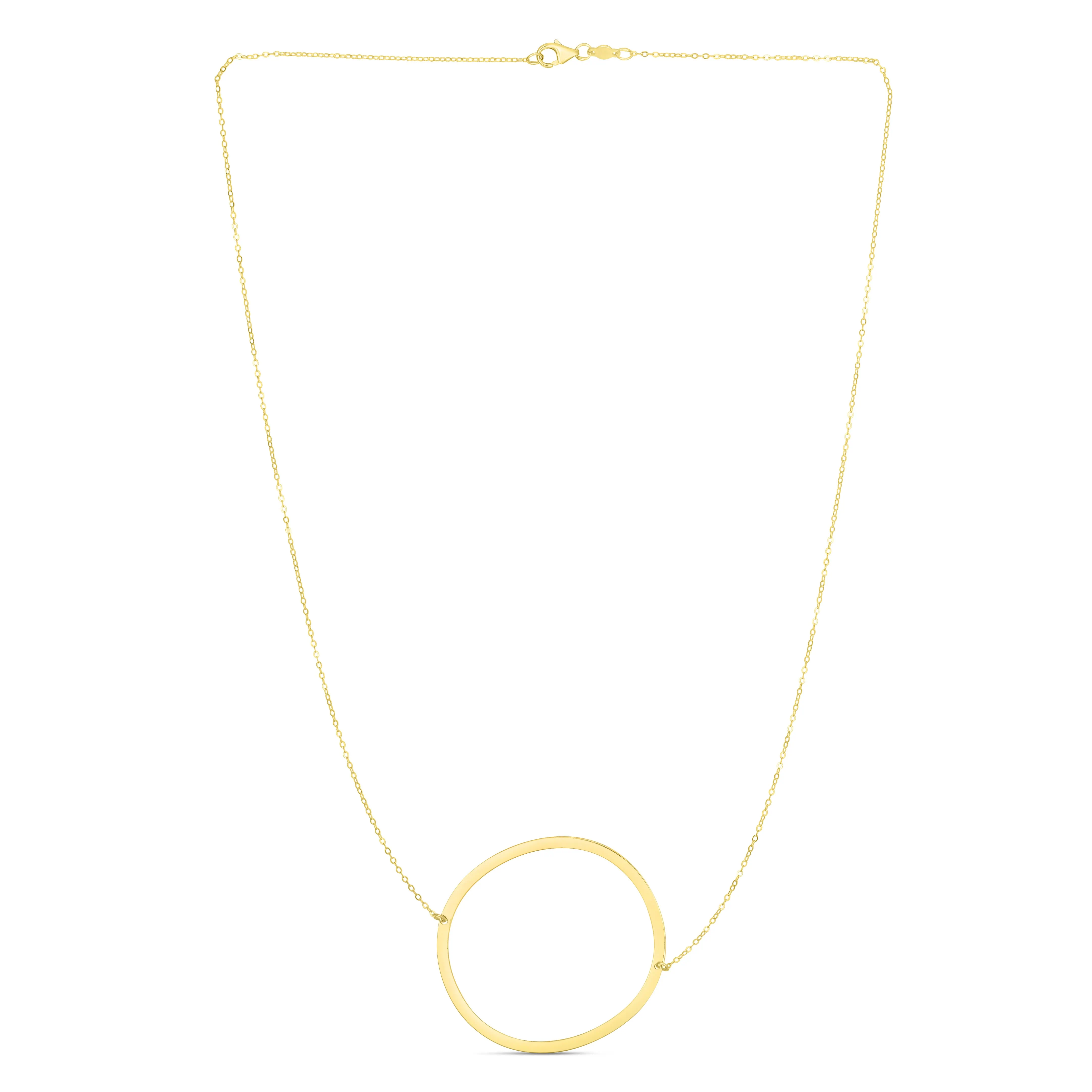 14K Gold Large Initial O Necklace