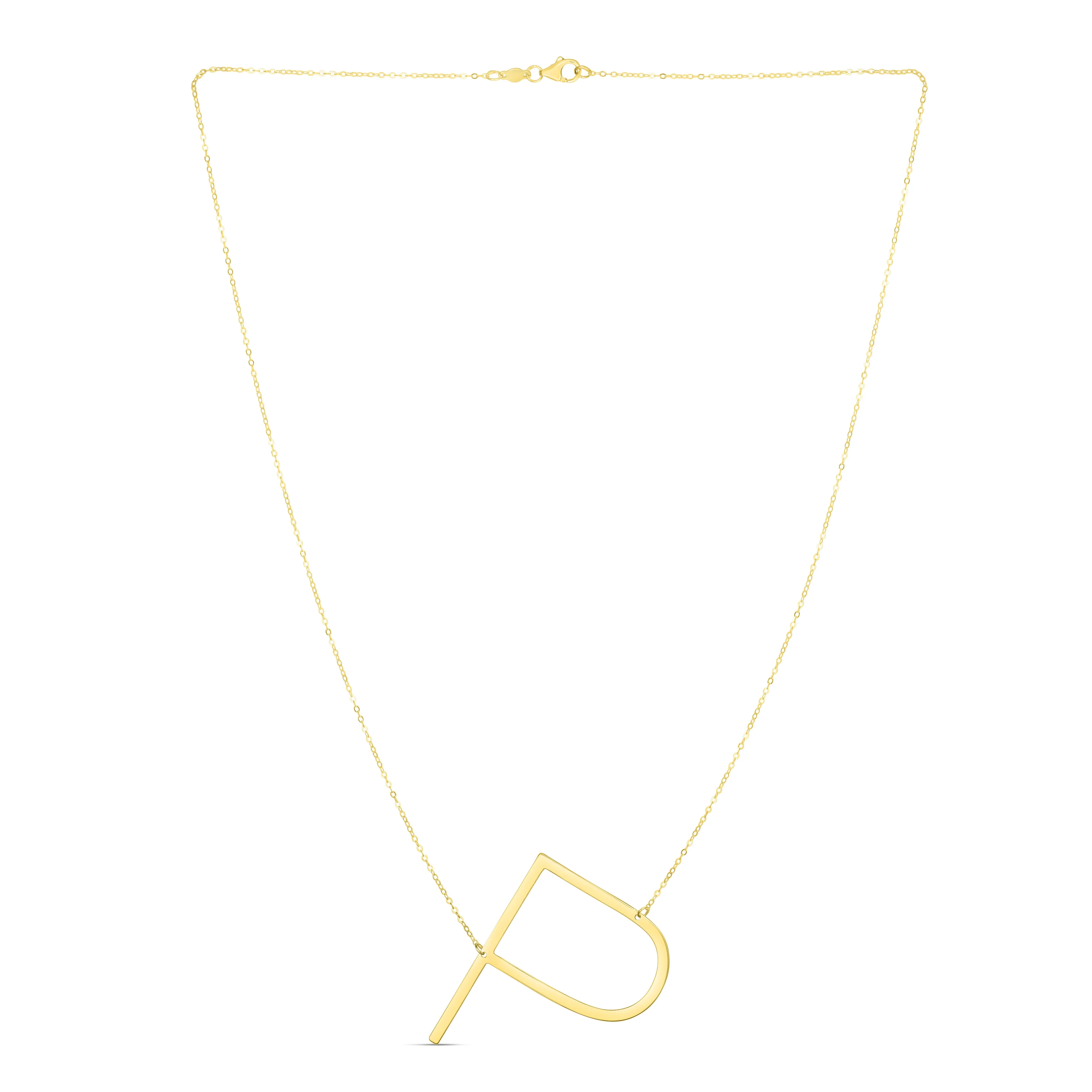 14K Gold Large Initial P Necklace