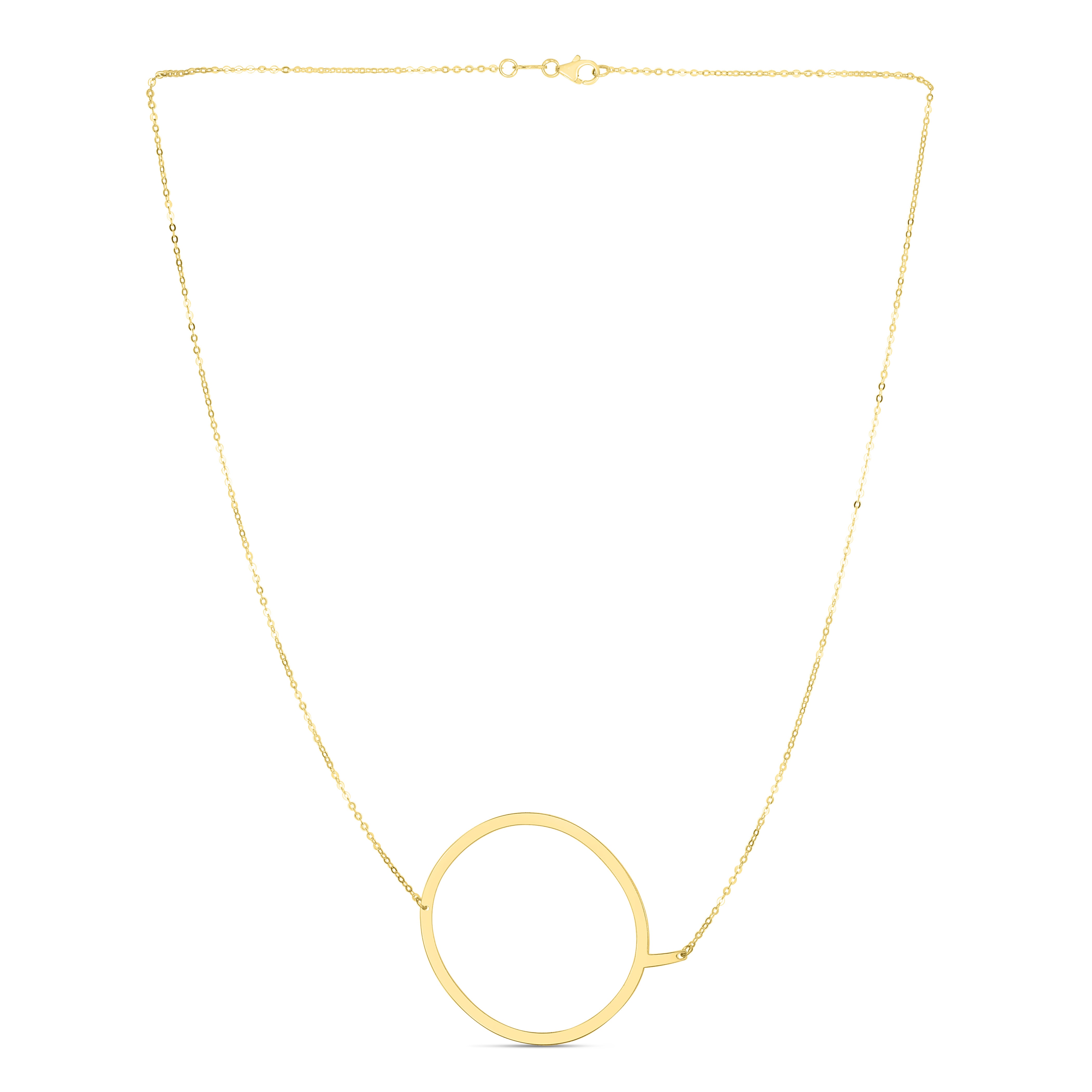 14K Gold Large Initial Q Necklace