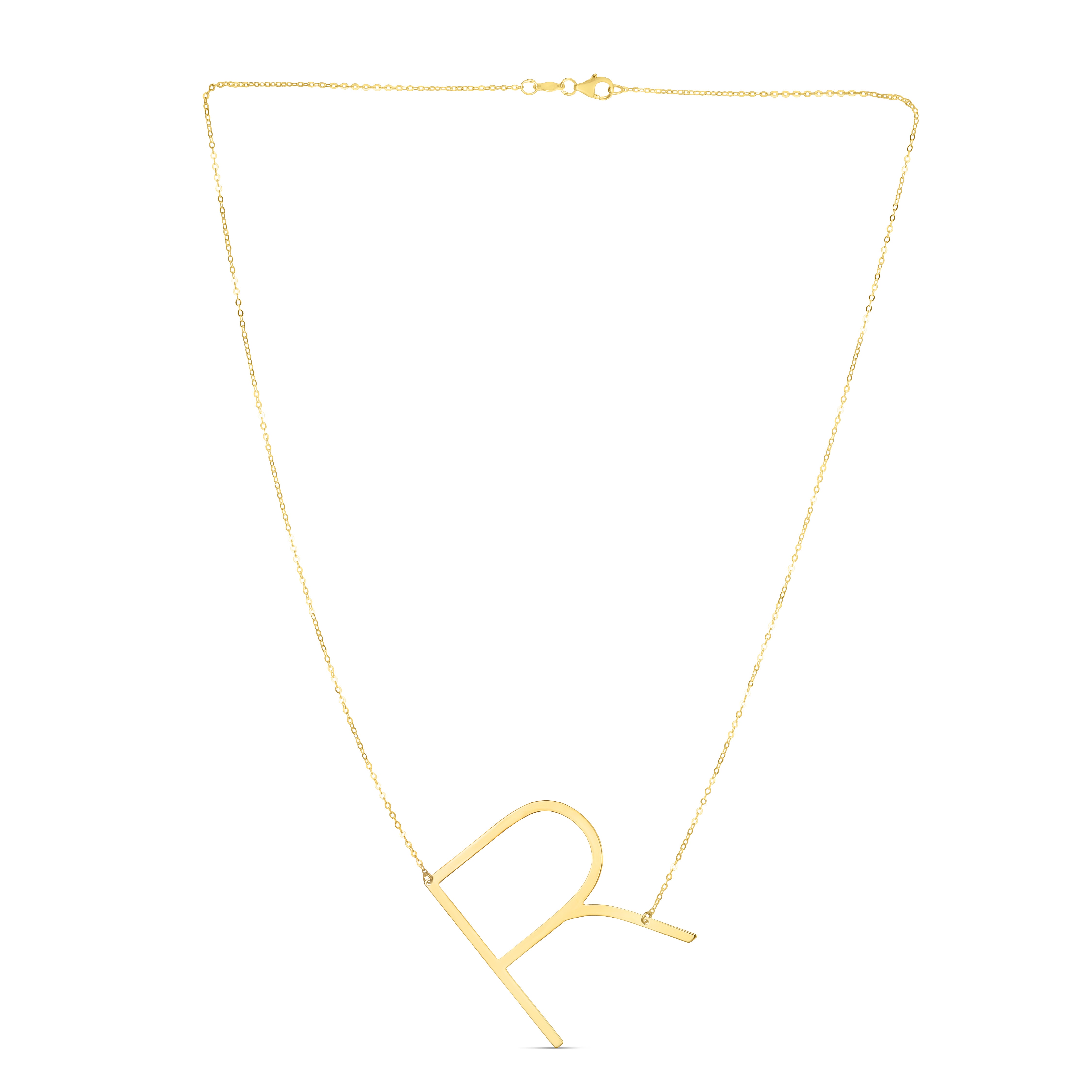 14K Gold Large Initial R Necklace