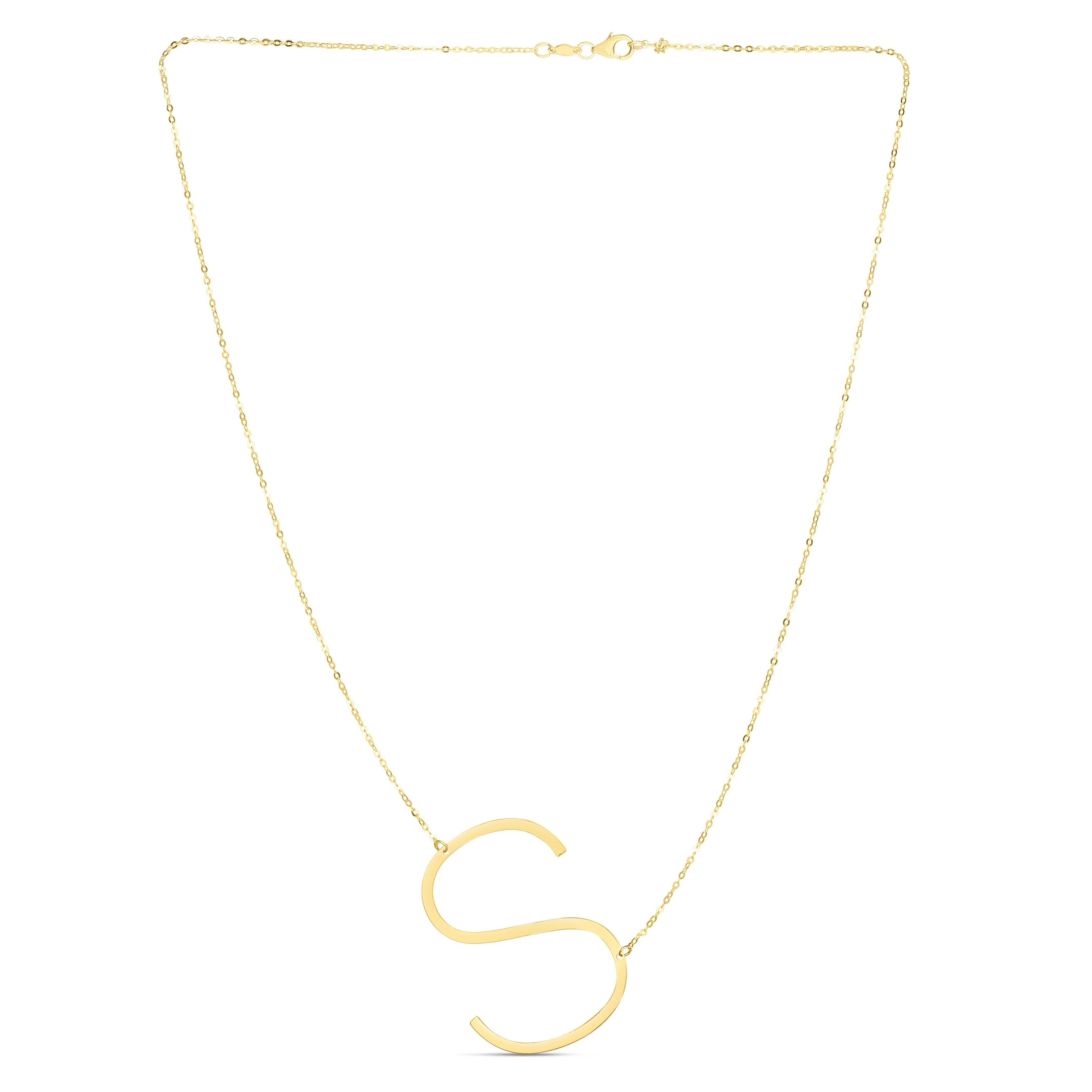 14K Gold Large Initial S Necklace
