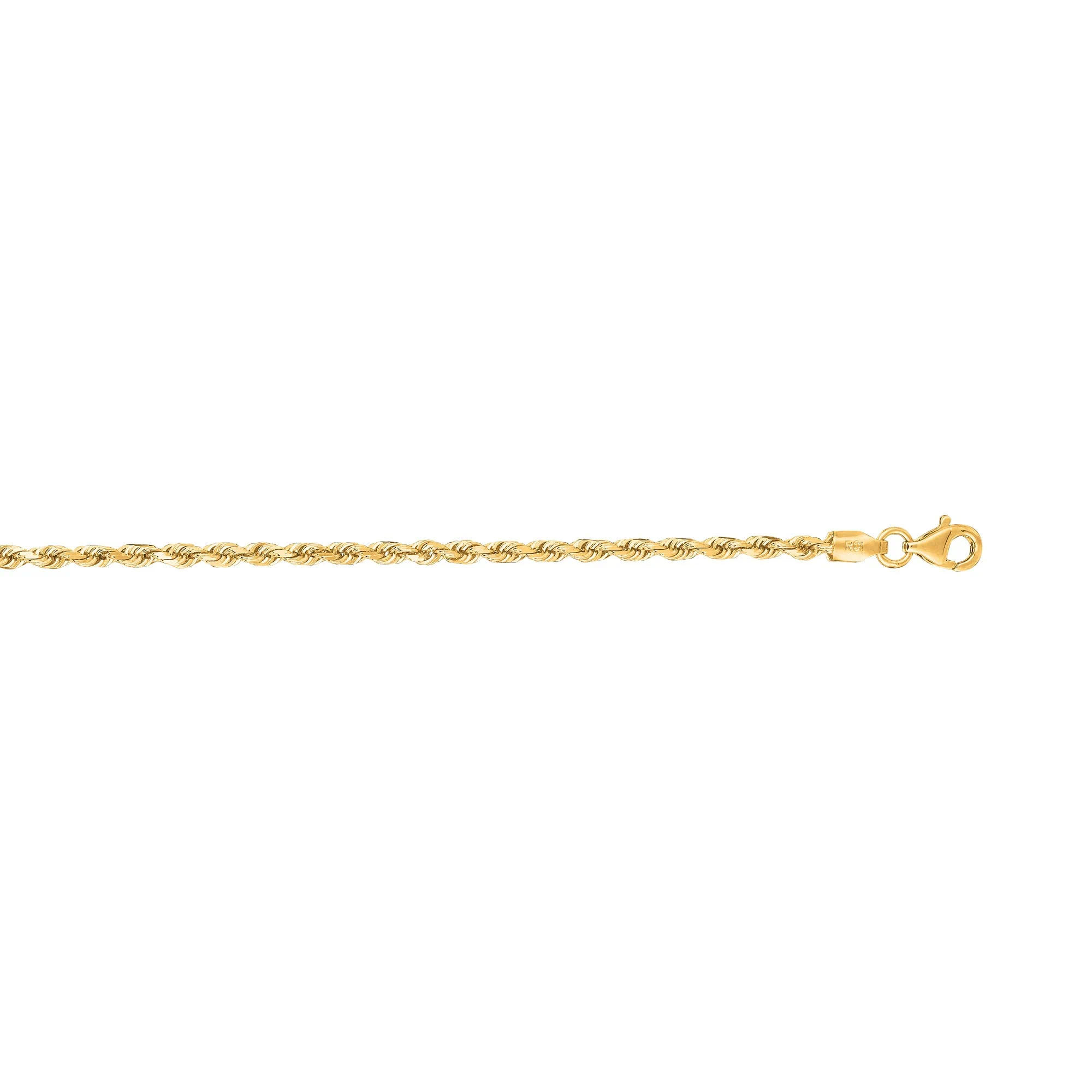 14K Gold 2.5mm Diamond Cut Royal Rope Chain