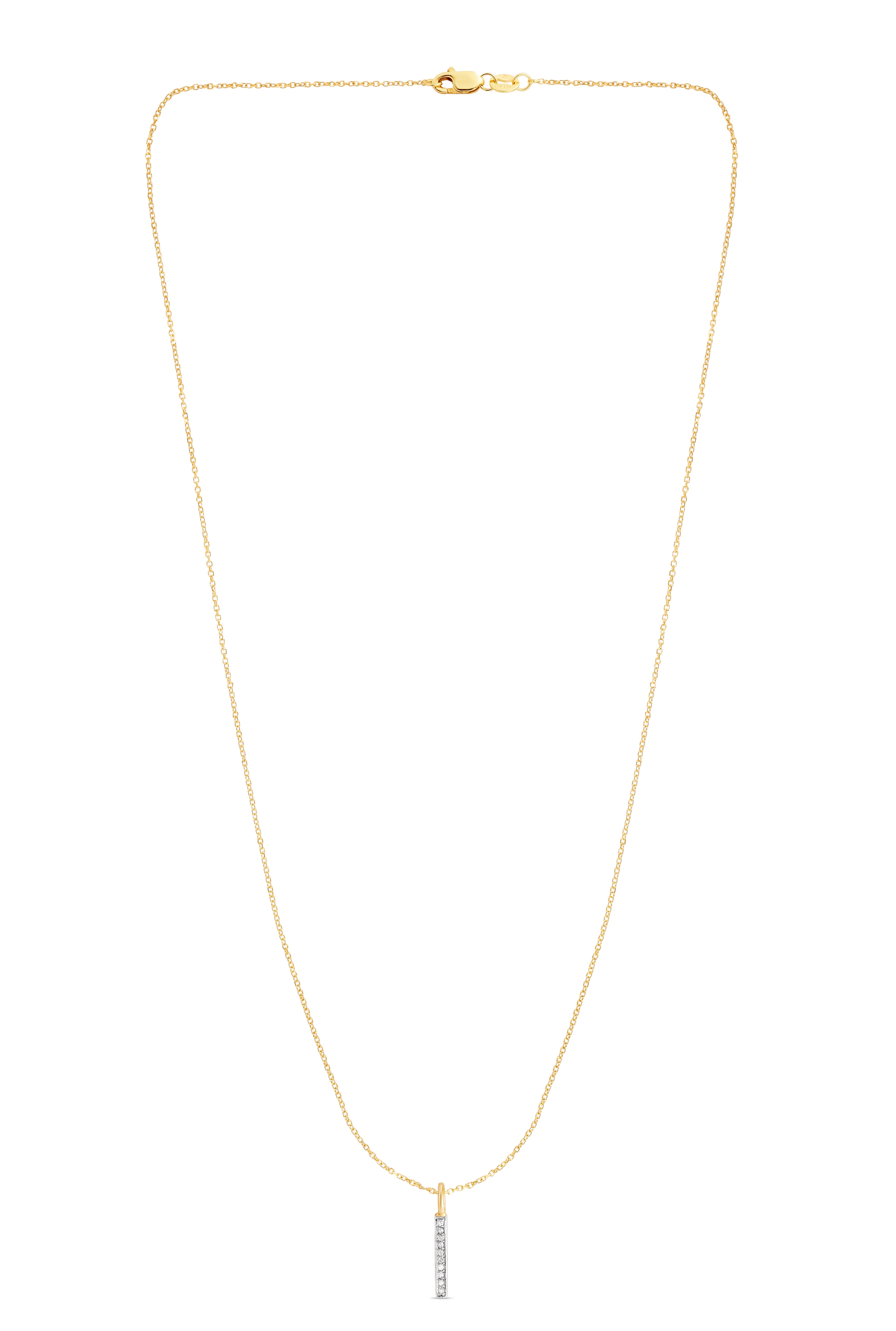14K Gold .06ct Diamond Bar Necklace