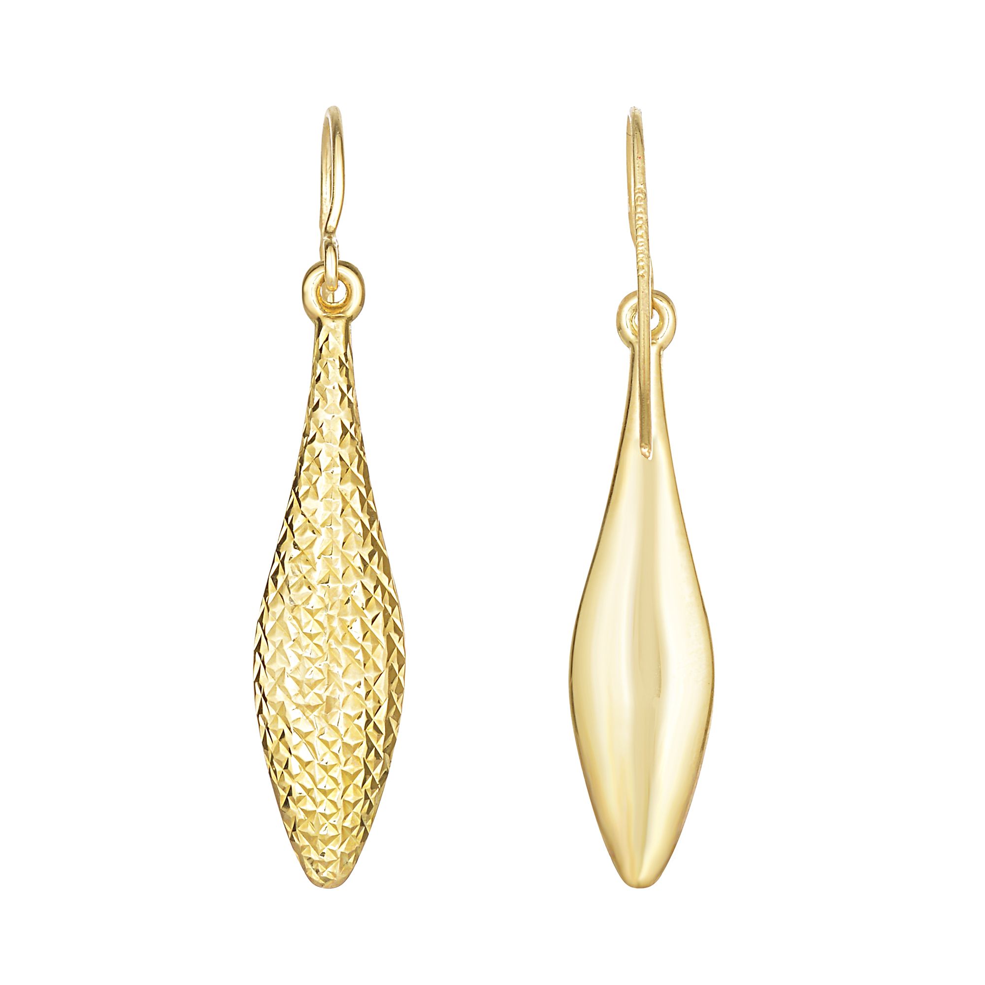 10K Gold Reversible Diamond Cut & Polished Drop Earring