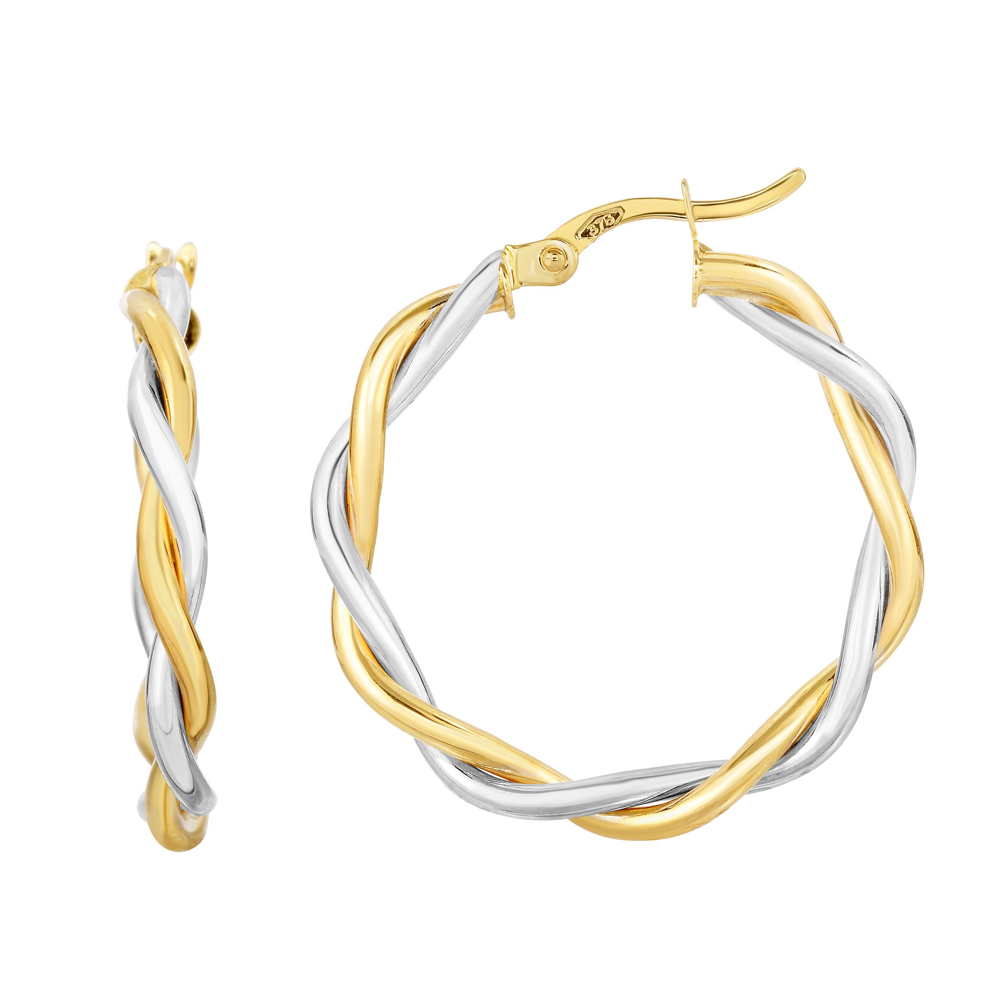 10K Gold Medium Poished Twist Hoop Earring